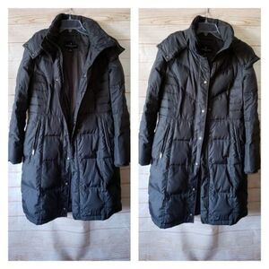 London Fog Feather Down Quilted Hooded Coat Lined Thick Winter Women's Small